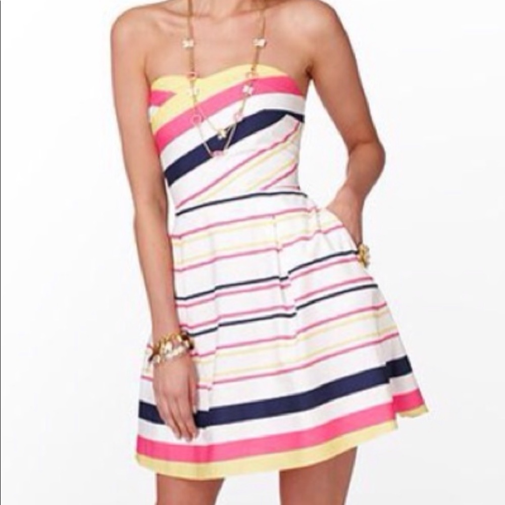 Lilly pulitzer striped felicity strapless dress 2